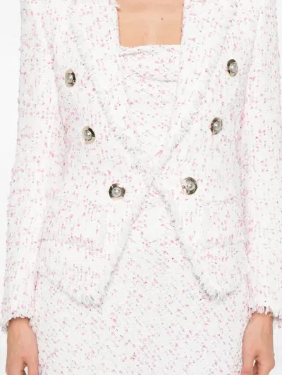 Balmain Tweed Fitted Blazer With Decorative-buttons In White