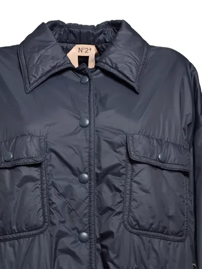 N°21 Oversized Long Technical Nylon Jacket In Blue