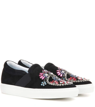 Lanvin Black Embellished Slip-on Sneakers