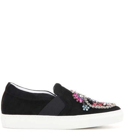 Lanvin Black Embellished Slip-on Sneakers | ModeSens