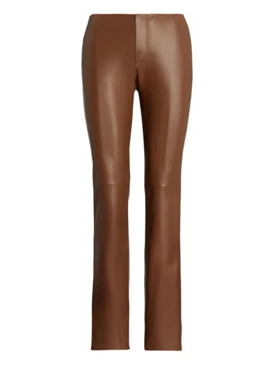 Ralph Lauren Bejamen Soft Leather Pants In Brown