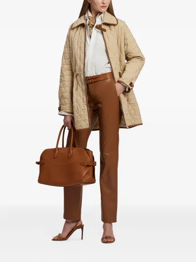 Ralph Lauren Bejamen Soft Leather Pants In Brown