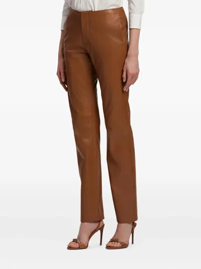 Ralph Lauren Bejamen Soft Leather Pants In Brown