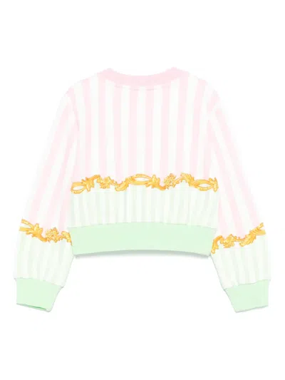 Versace Logo-print Sweatshirt In Pink