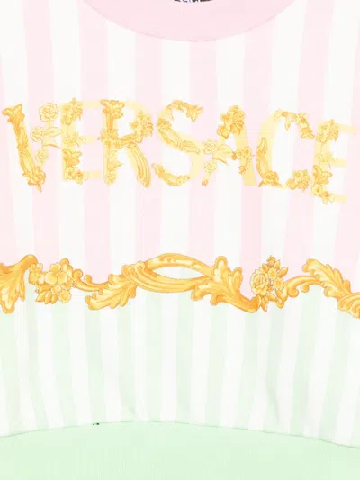 Versace Logo-print Sweatshirt In Pink