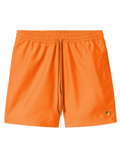 Carhartt Wip Orange Polyester Chase Swim Trunks In Orange