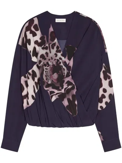 Dries Van Noten Women 01690-camiel 1015 W.w.shirt In Blue