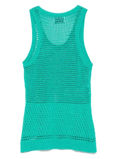 Moschino Open-knit Tank Top In Green