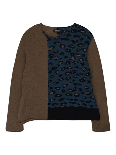 豹纹提花毛衣