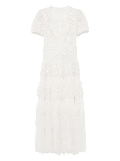 Needle & Thread Layered Lace Ankle Gown In White