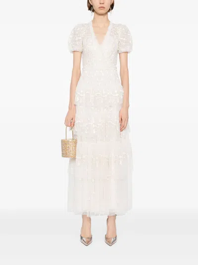 Needle & Thread Layered Lace Ankle Gown In White