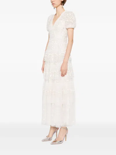 Needle & Thread Layered Lace Ankle Gown In White