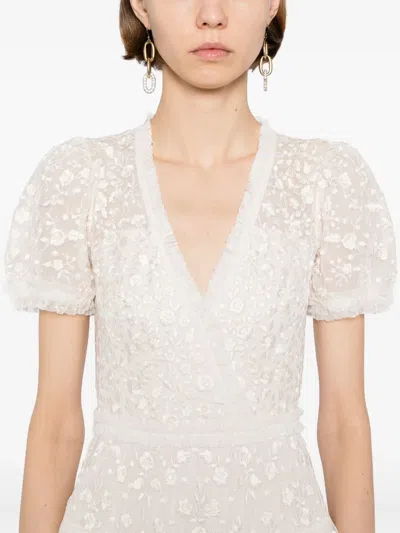 Needle & Thread Layered Lace Ankle Gown In White