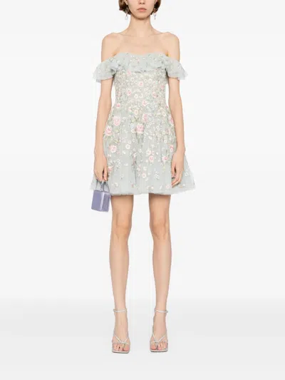 Needle & Thread Antoinettes Floral Off-shoulder Micro Mini Dress