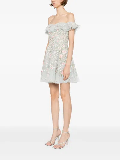 Needle & Thread Antoinettes Floral Off-shoulder Micro Mini Dress