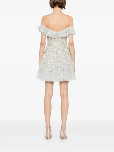 Needle & Thread Antoinettes Floral Off-shoulder Micro Mini Dress