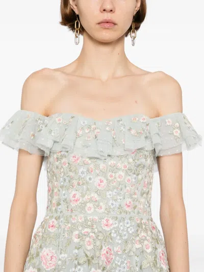 Needle & Thread Antoinettes Floral Off-shoulder Micro Mini Dress