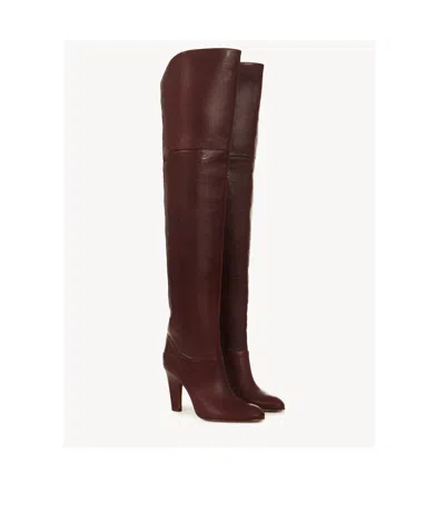 Chloé 85mm Eve Leather Over-the-knee Boots In 25e Sooty Brown
