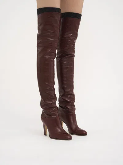 Chloé 85mm Eve Leather Over-the-knee Boots In 25e Sooty Brown