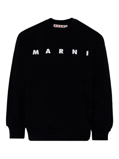 Marni Logo Print Crewneck Sweatshirt Kids In Black