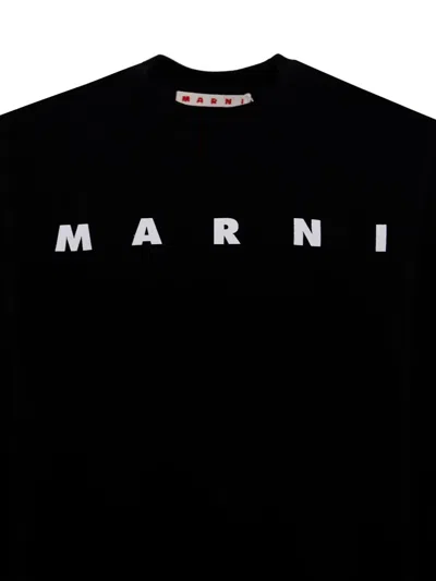Marni Logo Print Crewneck Sweatshirt Kids In Black