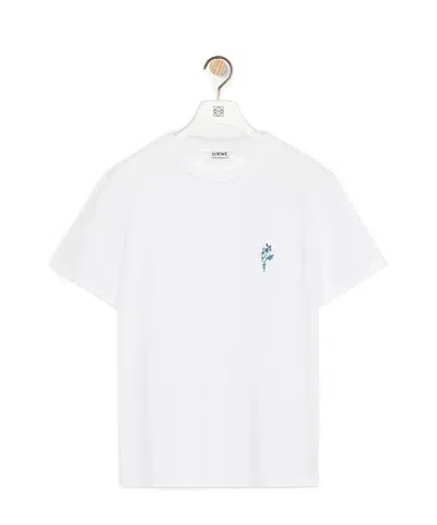 Loewe Floral-embroidered Short-sleeved T-shirt In White
