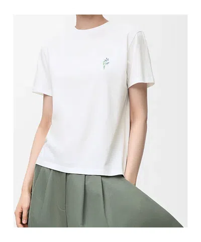 Loewe Floral-embroidered Short-sleeved T-shirt In White