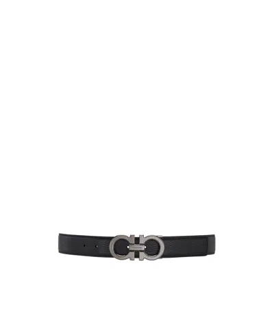 Ferragamo Reversible Leather Belt In Black
