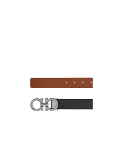 Ferragamo Reversible Leather Belt In Black