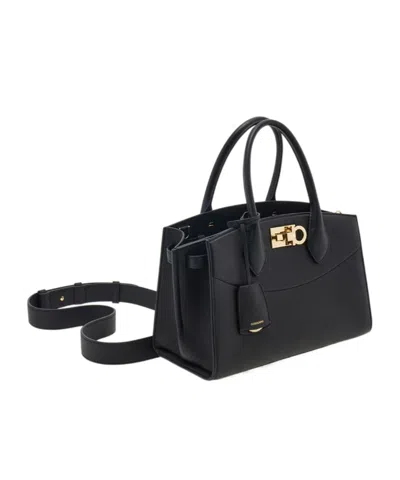 Ferragamo Structured Shoulder Bag Adjustable Strap In Black