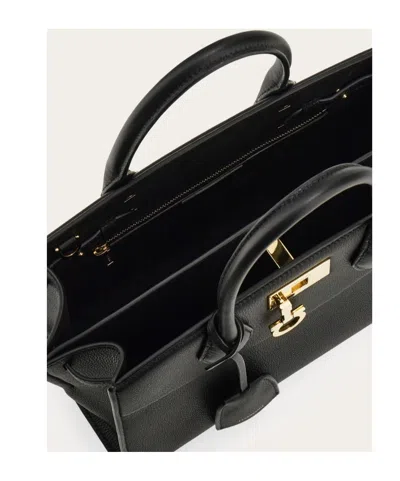 Ferragamo Structured Shoulder Bag Adjustable Strap In Black