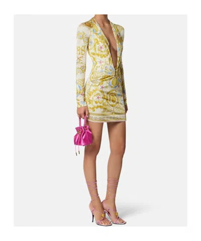 Versace Safety Pin Underwater Barocco Mini Dress In Multi