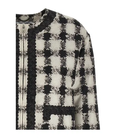 Moschino Textured Fabric Cropped Jacket In Black