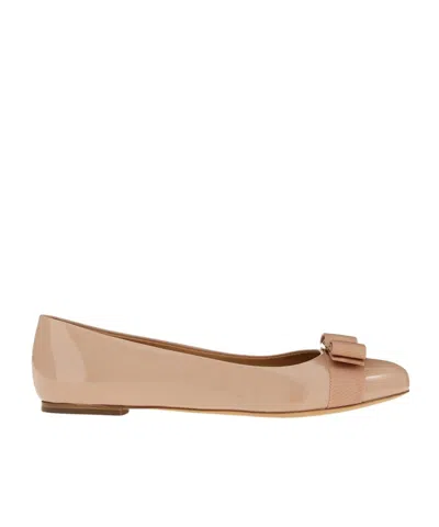 Ferragamo Varina Nappa Leather Ballet Flats In Macaroons