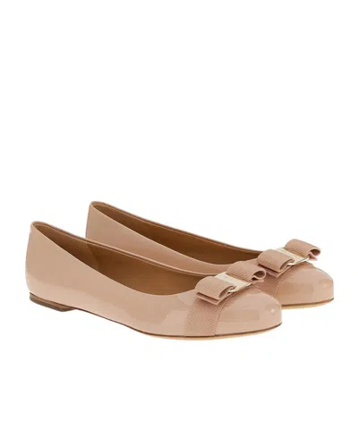 Ferragamo Varina Nappa Leather Ballet Flats In Macaroons