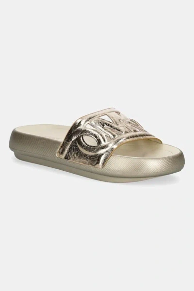Michael Kors Round Toe Flat Slippers In Metallic