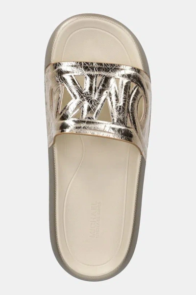 Michael Kors Round Toe Flat Slippers In Metallic