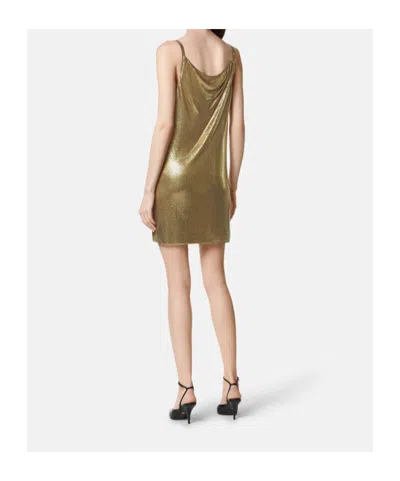 Versace Sequin Embellished Strappy Mini Dress In Gold