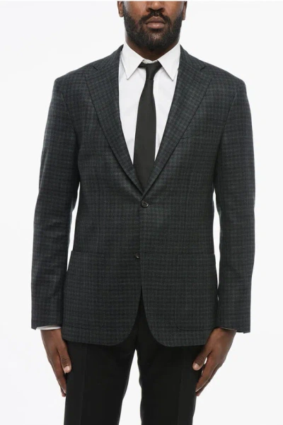 Corneliani Cc Collection Virgin Wool With Chech Motif In Black