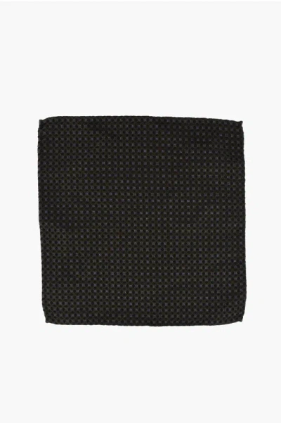 Dsquared2 Silk Pocket Square With Micro Patterns In Black