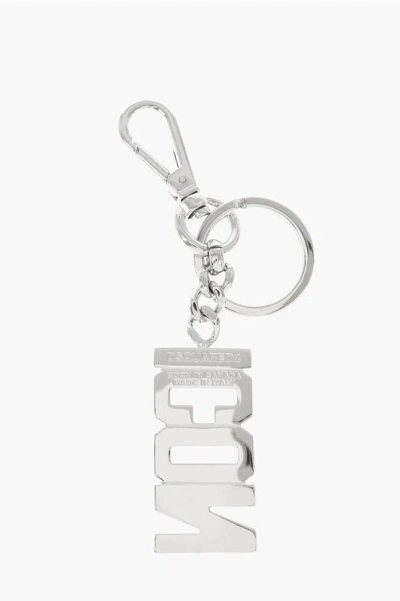 Dsquared2 Icon Solid Color Metal Keyring In Metallic