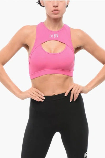 Dsquared2 Cut-out Icon Sport Bra In Pink