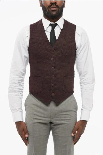 Nino Danieli Wool 7 Buttons Vest With Oatch Pockets In Brown