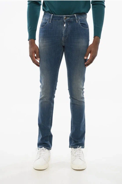 Corneliani Id Stretch Cotton Slim Fit Denims 16cm In Blue