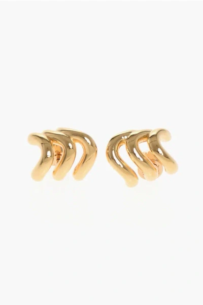 Balenciaga Brass Loop Trio Earrings In Gold