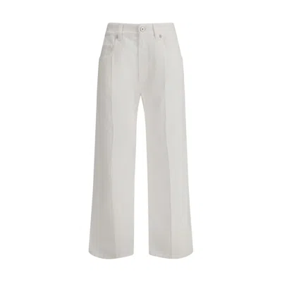 Brunello Cucinelli White Five-pocket Patns With Logo Patch On The Back