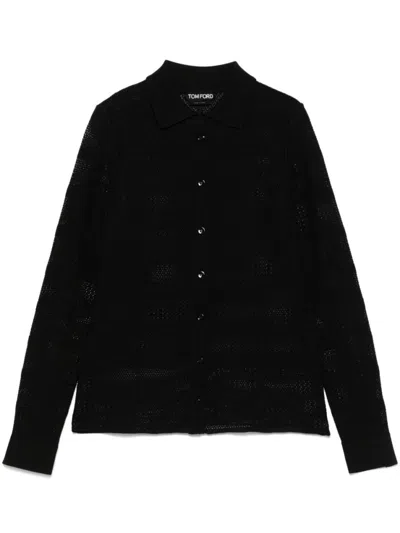 Tom Ford Open-knit Shirt In Black