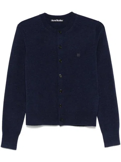 Acne Studios Crewneck Cardigan Knitwear Black In Blue