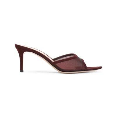 Gianvito Rossi Elle 70 Mesh Mules In Burgundy