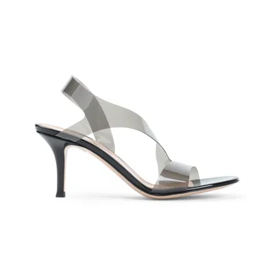 Gianvito Rossi Pvc Metropolis Sandals Transparent Straps In Black